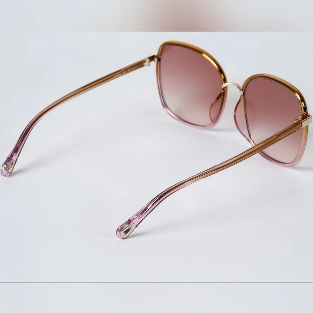 NEW CHLOE CH0031SA 002 59mm Pink Gold Oversized Sunglasses Italy - Picture 4 of 14